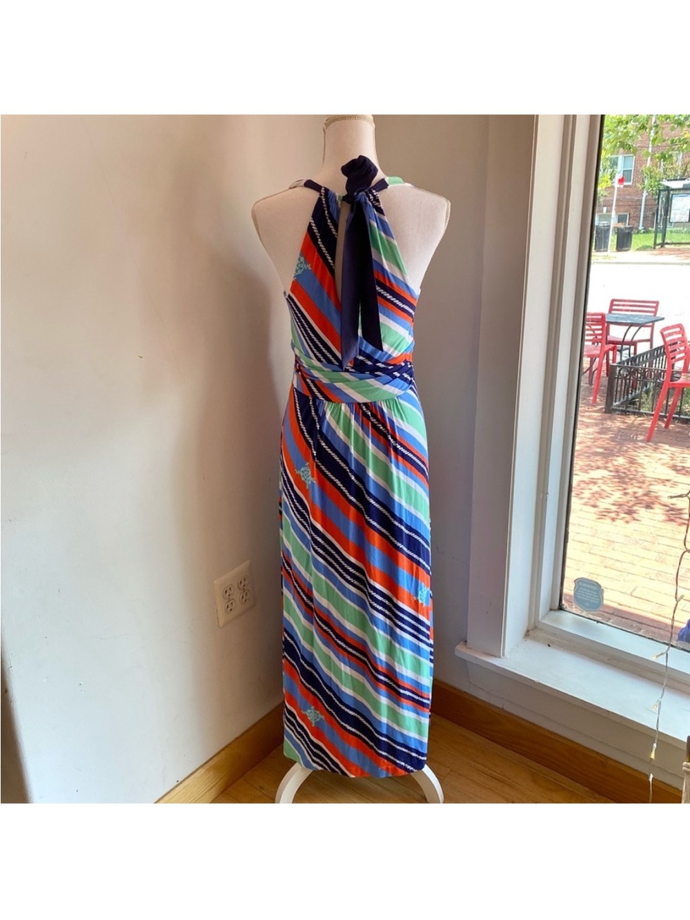 Lilly Pulitzer ~ Overboard Stripe V-Neck Maxi Halter w/Nautical Vibes Small - Picture 2 of 8